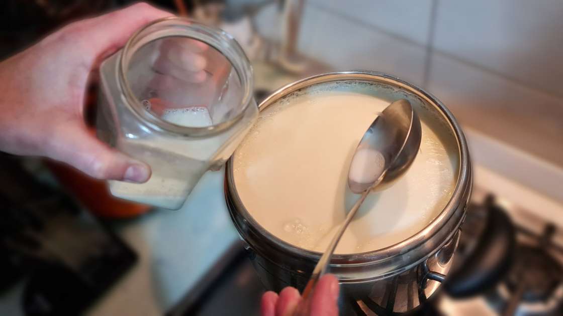 Hemlagad yoghurt gjord på fermenterad mjölk och gräddfil, foto 2