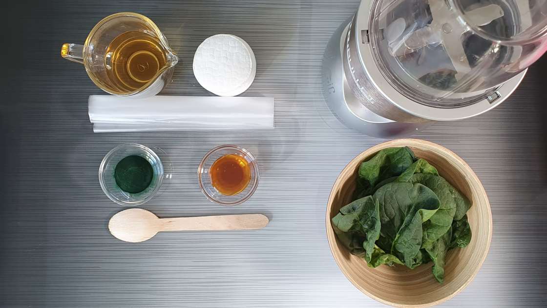 Medel mot ömhet med spenat, spirulina, honung och grönt te, foto 2